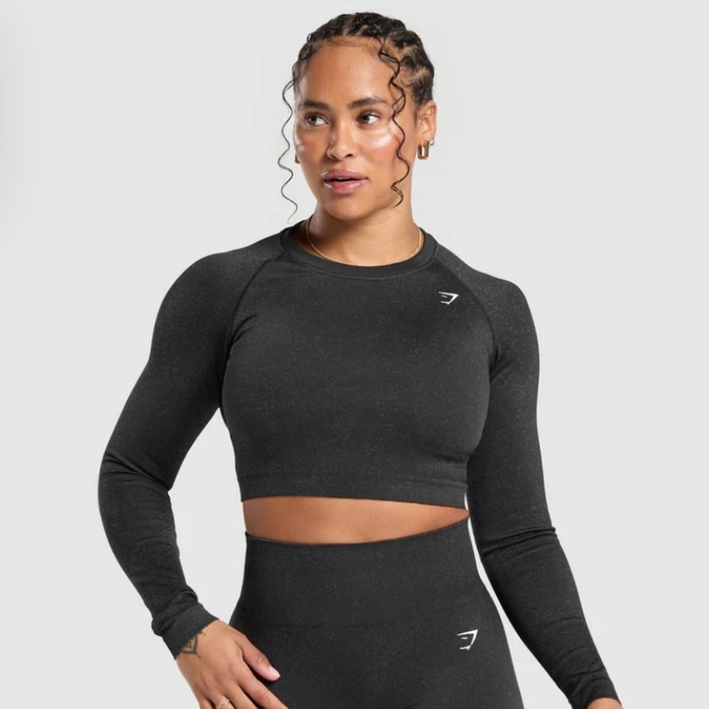 GYMSHARK ADAPT FLECK SEAMLESS LONG SLEEVE CROP TOP